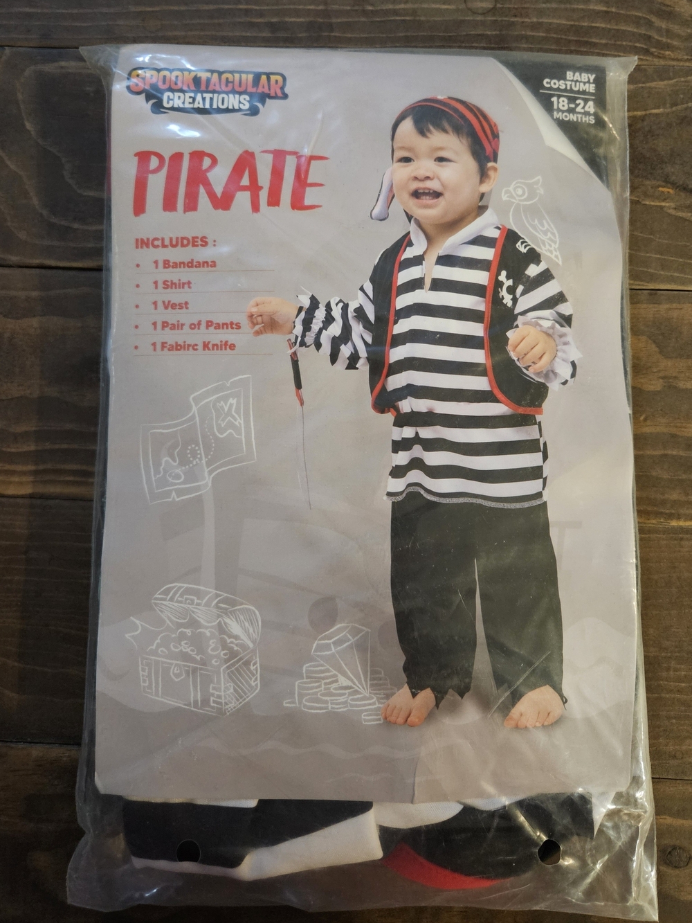 Spooktacular Creations Toddler Pirate Costume – Black, White & Red